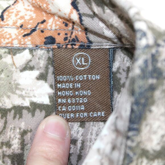 North River Mens XL Flannel Shirt Deer Woodland Camo Long Sleeve Brown Green - Picture 8 of 9